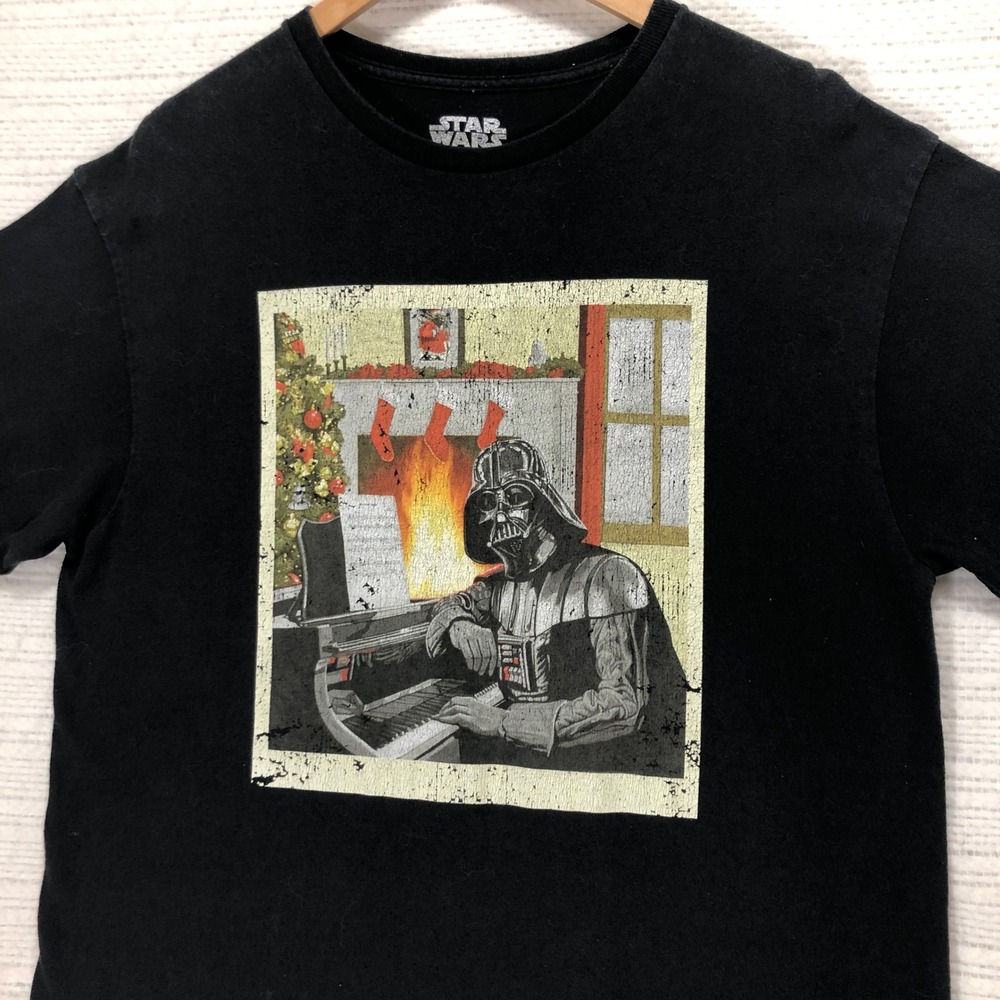 Star Wars Darth Vader Christmas Graphic Print T-Shirt Black Size Large
